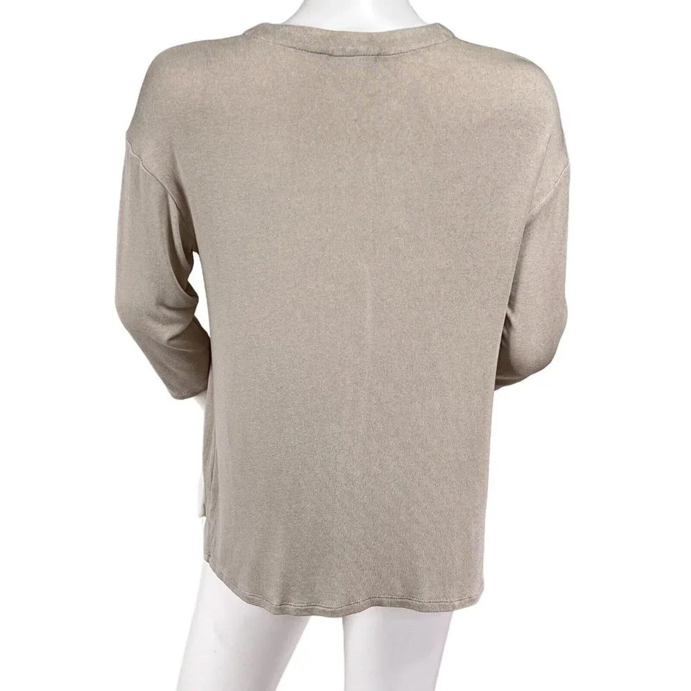 J Jill Wearever Collection Lightweight Button Up Beige 3/4 Sleeve Cardigan Sz XS - Picture 3 of 8